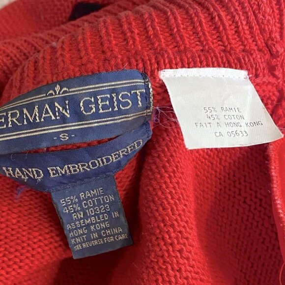 Vintage Herman Geist Ramie Cotton Hand Embroidered Paisley Floral Mock Neck - Picture 5 of 16